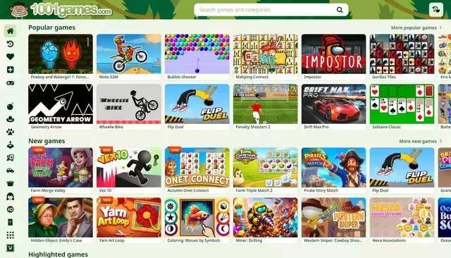 1001games.com homepage screenshot