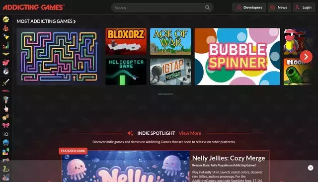 addictinggames.com homepage screenshot