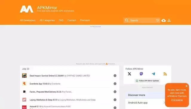 apkmirror.com homepage screenshot