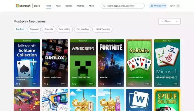 apps.microsoft.com homepage screenshot