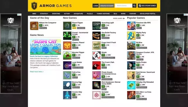 armorgames.com homepage screenshot