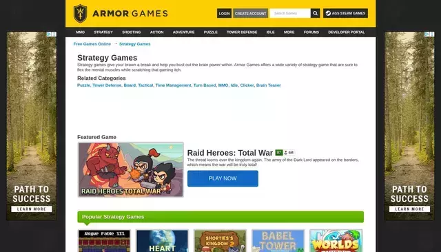 armorgames.com homepage screenshot