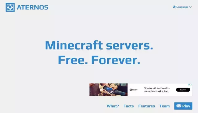 aternos.org homepage screenshot