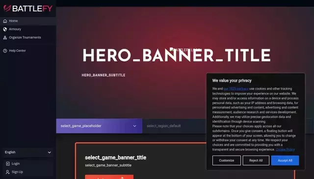 battlefy.com homepage screenshot