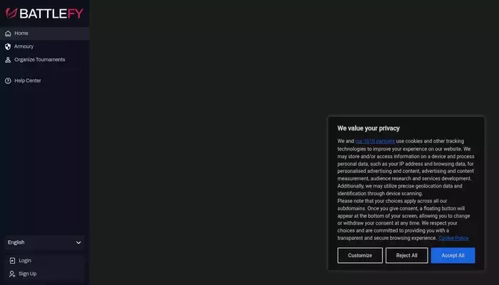 battlefy.com homepage screenshot