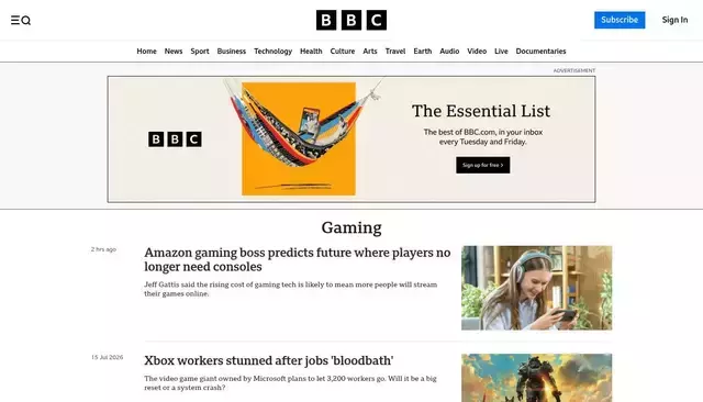 bbc.com homepage screenshot