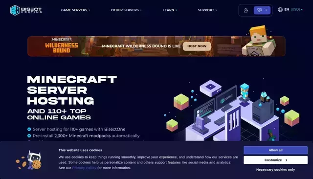 bisecthosting.com homepage screenshot
