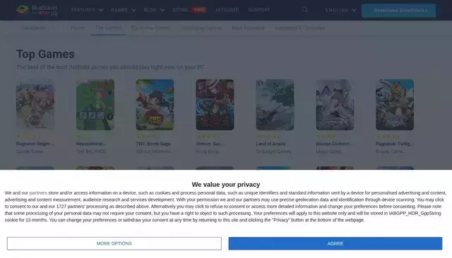 bluestacks.com homepage screenshot