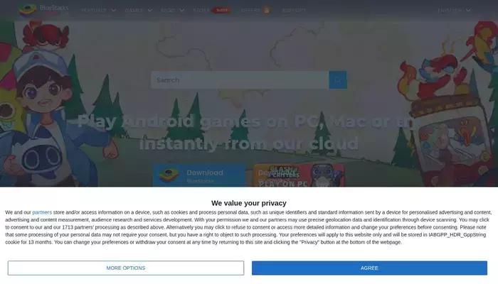 bluestacks.com homepage screenshot