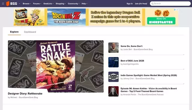 boardgamegeek.com homepage screenshot
