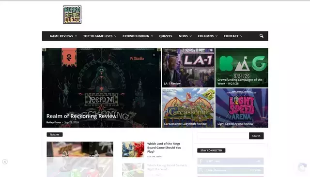 boardgamequest.com homepage screenshot