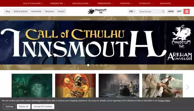 chaosium.com homepage screenshot
