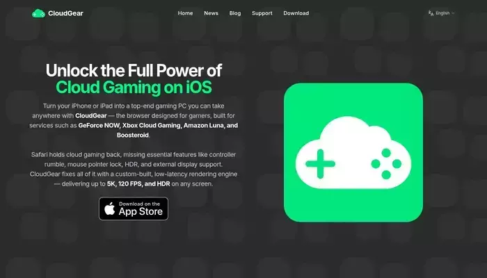 cloudgear.app homepage screenshot