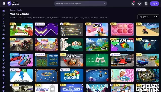 crazygames.com homepage screenshot