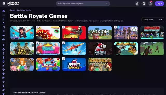 crazygames.com homepage screenshot