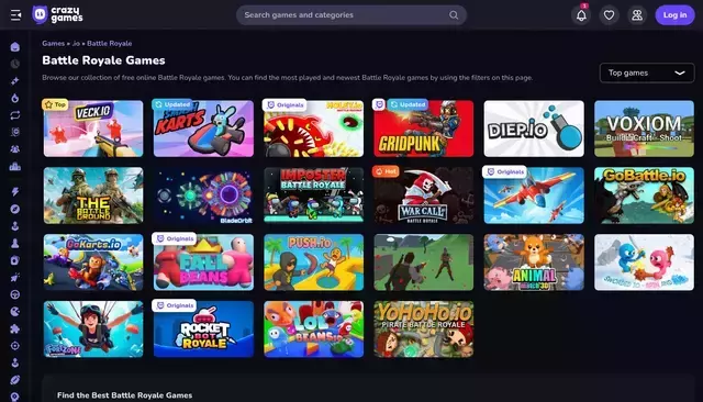 crazygames.com homepage screenshot