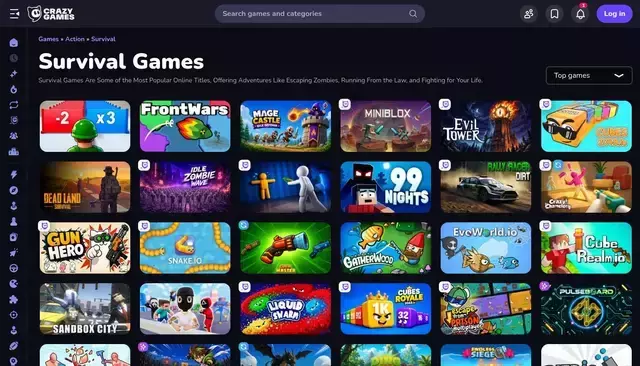 crazygames.com homepage screenshot