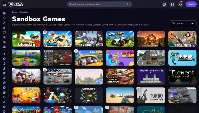 crazygames.com homepage screenshot