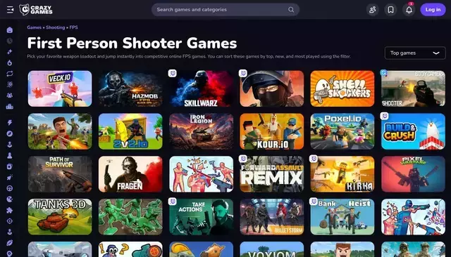 crazygames.com homepage screenshot