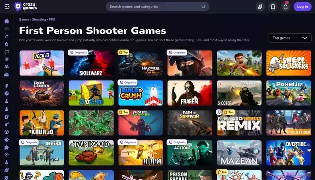 crazygames.com homepage screenshot