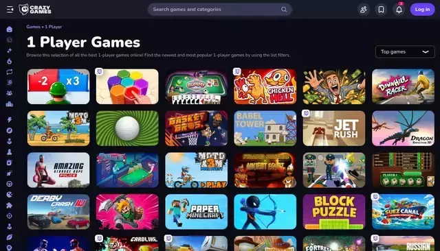 crazygames.com homepage screenshot