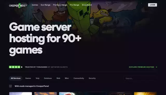 creeperhost.net homepage screenshot