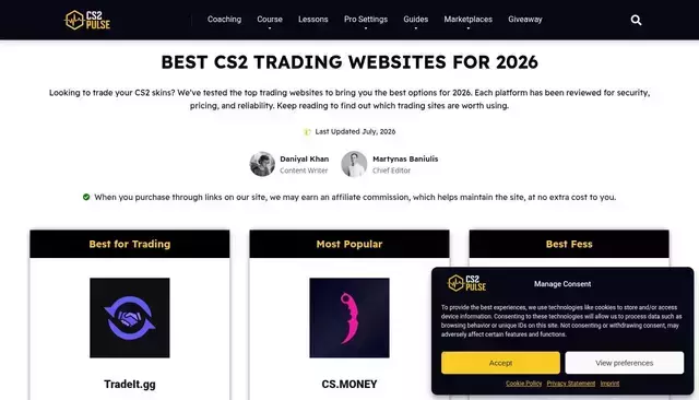 cs2pulse.com homepage screenshot