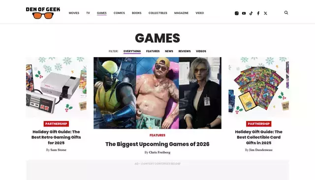 denofgeek.com homepage screenshot