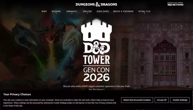 dnd.wizards.com homepage screenshot
