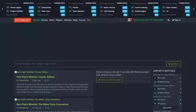 dotabuff.com homepage screenshot