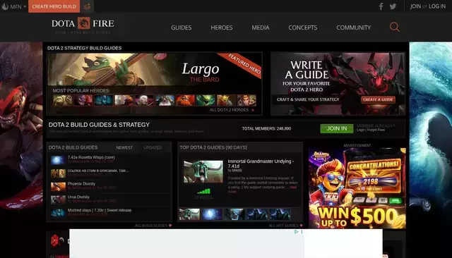 dotafire.com homepage screenshot