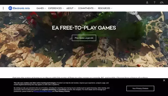 ea.com homepage screenshot