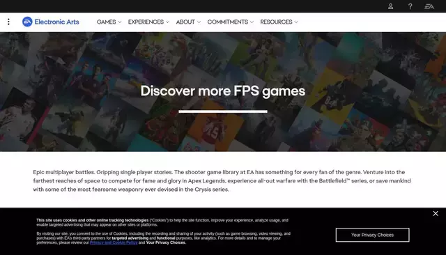 www.ea.com homepage screenshot
