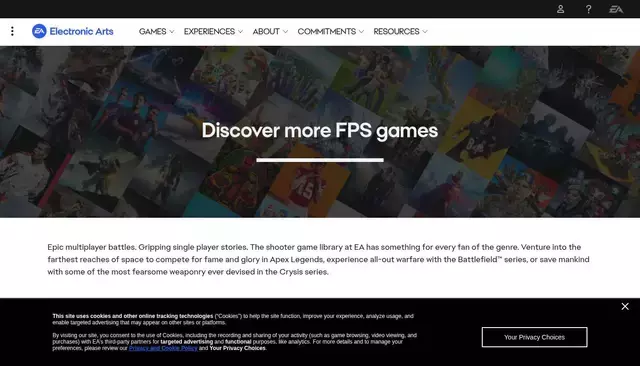 ea.com homepage screenshot