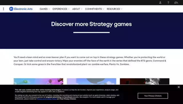 ea.com homepage screenshot
