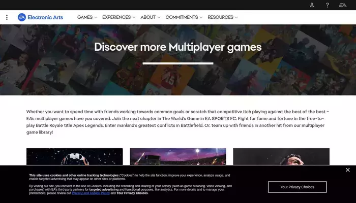 ea.com homepage screenshot