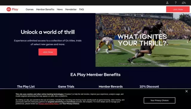 www.ea.com homepage screenshot