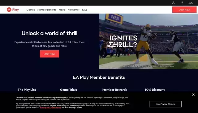 ea.com homepage screenshot