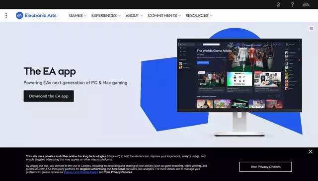 ea.com homepage screenshot