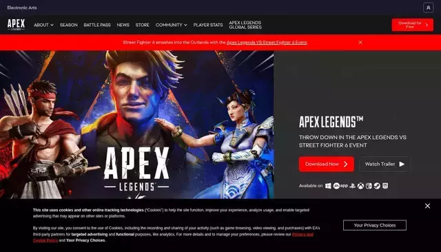 ea.com homepage screenshot