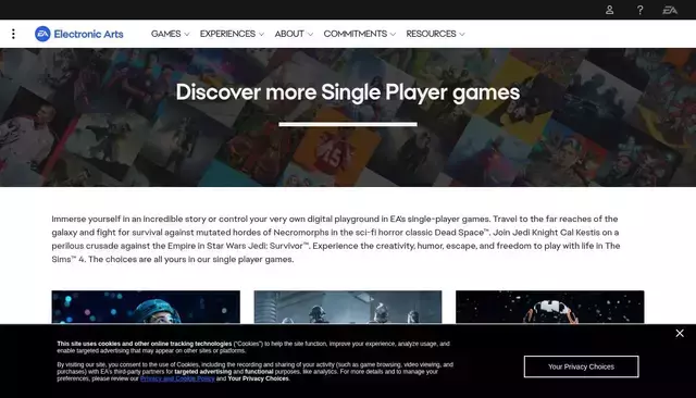 ea.com homepage screenshot