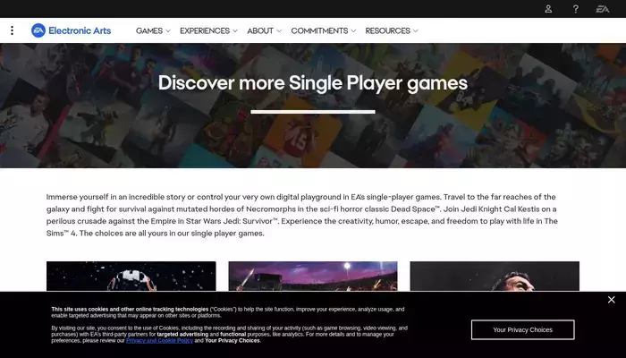 ea.com homepage screenshot