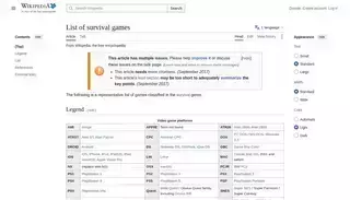 Wikipedia List of survival games - Wikipedia