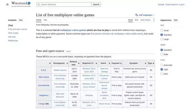 en.wikipedia.org homepage screenshot