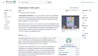 Wikipedia Single-player video game - Wikipedia