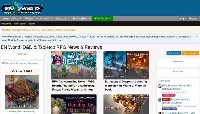 enworld.org homepage screenshot