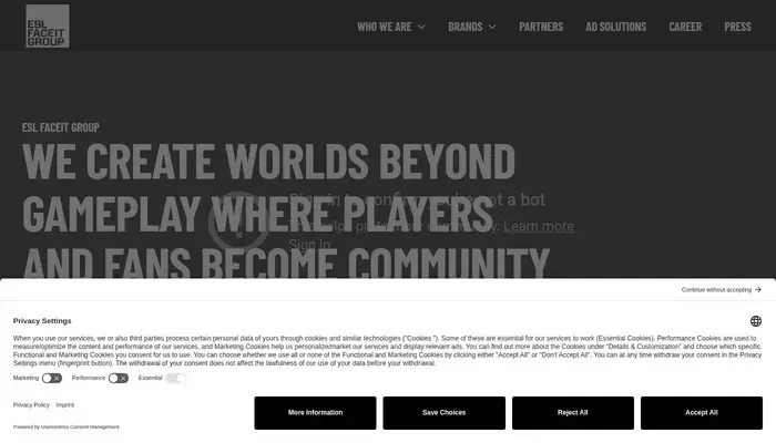 eslfaceitgroup.com homepage screenshot