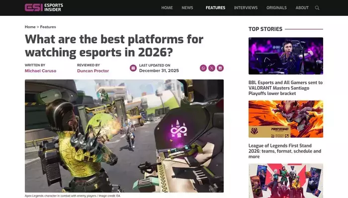 esportsinsider.com homepage screenshot