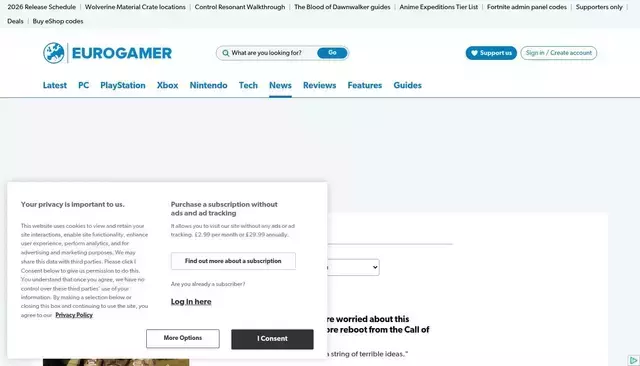 eurogamer.net homepage screenshot