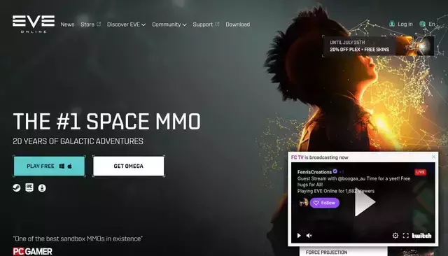 eveonline.com homepage screenshot